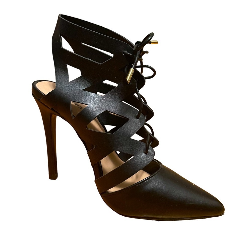 Call It Spring- Lace Up Heels Stiletto Black Size 7